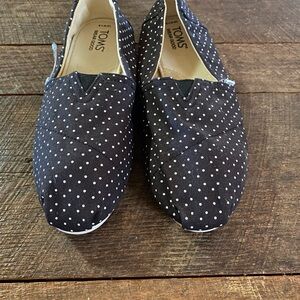 TOMS Black and White Polka Dot Slip-Ons